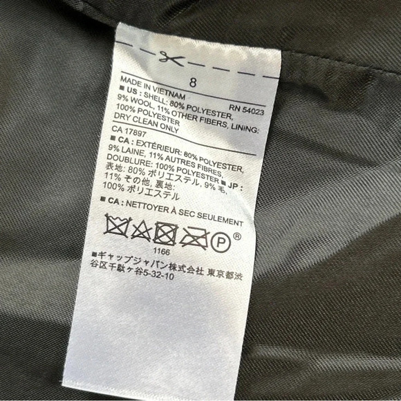 Banana Republic‎ Women’s  8 Wool Blend Full Zip Jacket Black Gray Fringe Lined - Picture 15 of 16